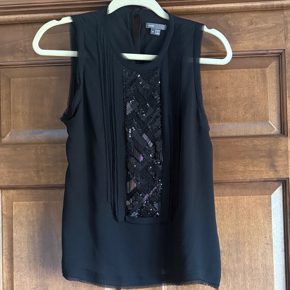 Vince Black sleeveless Sequin top —Size 4